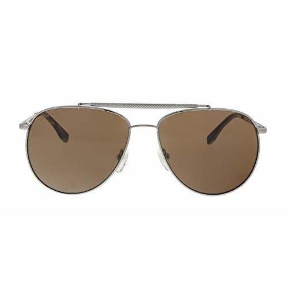 New Lacoste L177S 033 Gunmetal Aviator Sunglasses with Brown